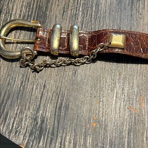 Elegant Brown Belt with Gold Chain Detail